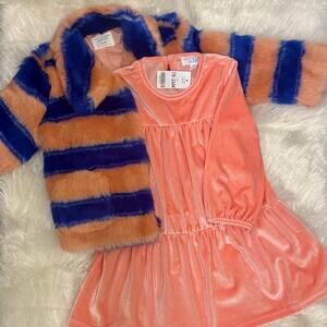 NWT Faux Fur Coat Velour Dress Bundle Rockets of Awesome Valentine Sz 18-24 Mos
